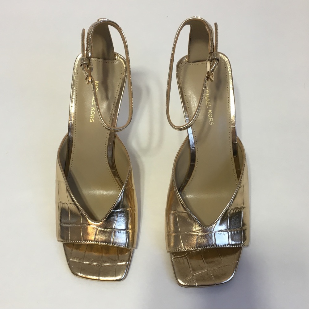 Michael Kors Gold Electra Sandal Heels, Women's 5.5, NWOT - Picture 5 of 16